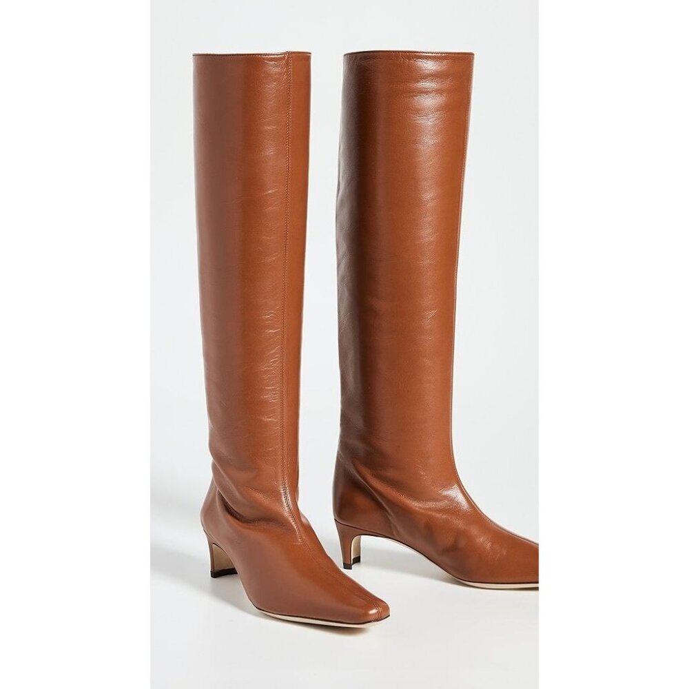 Staud Wally Knee High Leather Boots Tan Brown Womens Size 36 - Picture 3 of 13